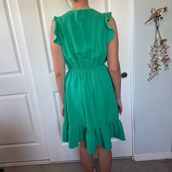 💚♠️ Kate Spade 💚♠️ look for the silver lining green ruffle sleeveless dress 12 L - Picture 9 of 11